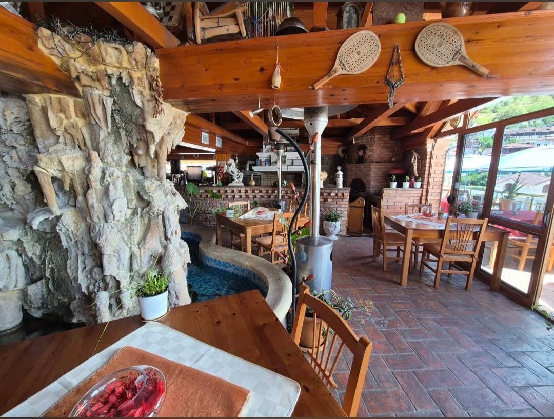 Interior with stone fountain